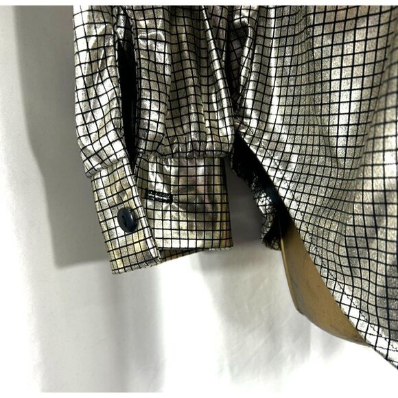 Vintage Silver Lamé Metallic Blouse Dancing Queen Disco Fairy Power Glam 40Bust - Picture 6 of 7